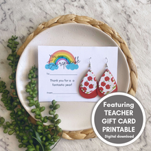 Load image into Gallery viewer, Apples Triple Layer leather earrings on a silver coloured hook. Perfect for Teacher Appreciation gifts.
