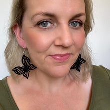 Load image into Gallery viewer, Black Cut Out Butterfly on silver coloured hook
