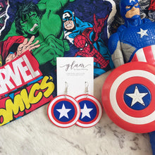 Load image into Gallery viewer, captain america shield earrings
