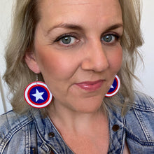 Load image into Gallery viewer, captain america sheild earrings

