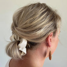 Load image into Gallery viewer, Cream faux leather hair scrunchie formal do
