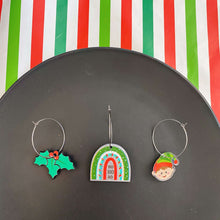 Load image into Gallery viewer, Acrylic star hoop earrings. Rainbow, Holly and Elf
