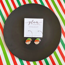 Load image into Gallery viewer, Acrylic star hoop earrings. Rainbow, Holly and Elf
