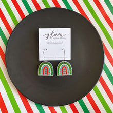 Load image into Gallery viewer, Acrylic star hoop earrings. Rainbow, Holly and Elf
