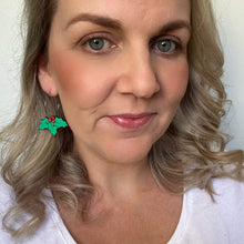 Load image into Gallery viewer, Acrylic star hoop earrings. Rainbow, Holly and Elf
