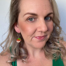 Load image into Gallery viewer, Acrylic star hoop earrings. Rainbow, Holly and Elf
