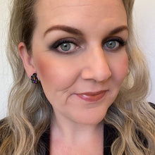 Load image into Gallery viewer, Creepy but Cute halloween earrings on silver hooks and hoops haunted house stud
