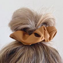Load image into Gallery viewer, Tan faux leather hair scrunchie messy bun
