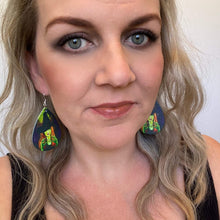 Load image into Gallery viewer, Halloween teardrop earrings on a silver coloured hook witch
