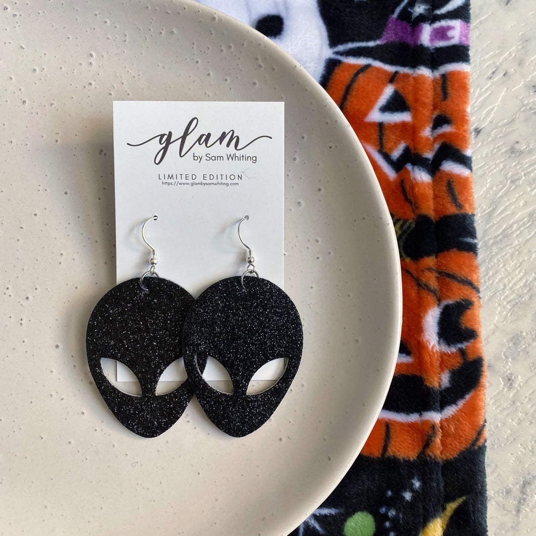 Dark and Spooky halloween earrings on silver hooks and hoops alien