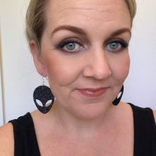 Load image into Gallery viewer,  Dark and Spooky halloween earrings on silver hooks and hoops Alien

