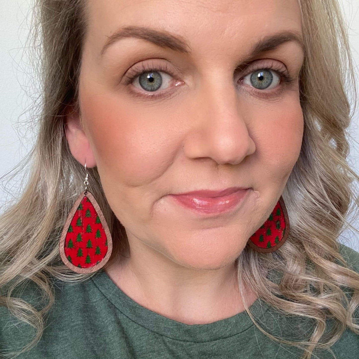 Timber Framed Teardrops // Christmas Earrings