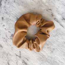 Load image into Gallery viewer, Tan faux leather hair scrunchie
