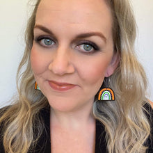 Load image into Gallery viewer, Creepy but Cute halloween earrings on silver hooks and hoops rainbows
