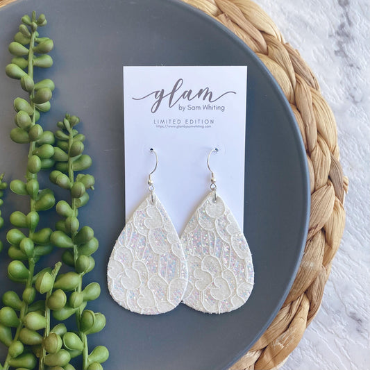 white lace leather earrings faux 