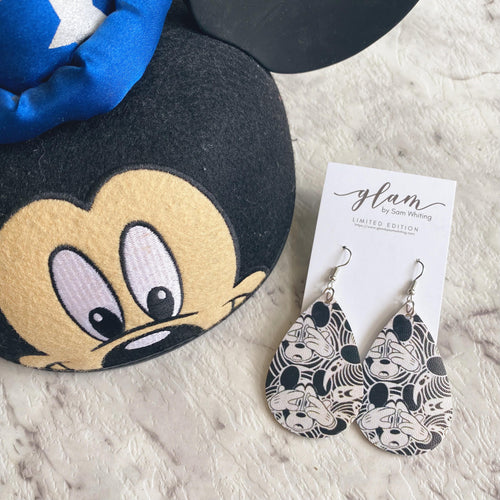 mickey mouse leather earrings