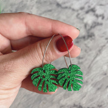 Load image into Gallery viewer, Monstera Hoop // Acrylic Earrings
