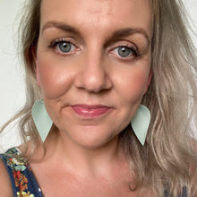 Load image into Gallery viewer, Pistachio Mint Petals // Leather Earrings
