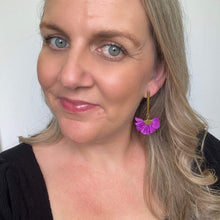 Load image into Gallery viewer, Purple Flutter bar stud dangle earrings
