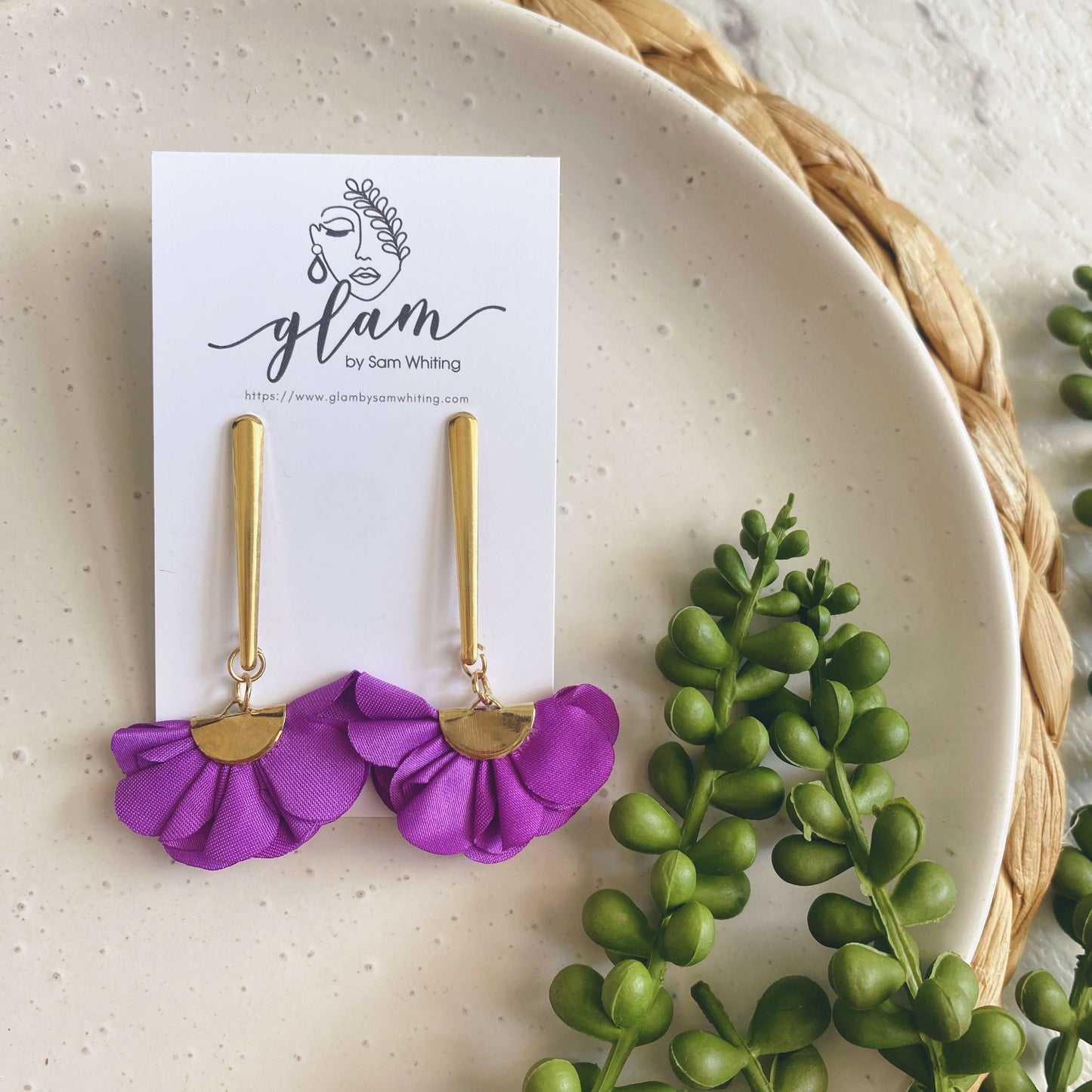 Purple Flutter bar stud dangle earrings