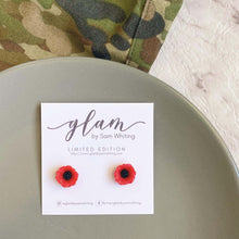 Load image into Gallery viewer, small Resin Poppy studs with hypoallergenic stud posts.

