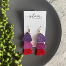 Load image into Gallery viewer, Adore triple triangles. Genuine Leather on a gold coloured hook.
